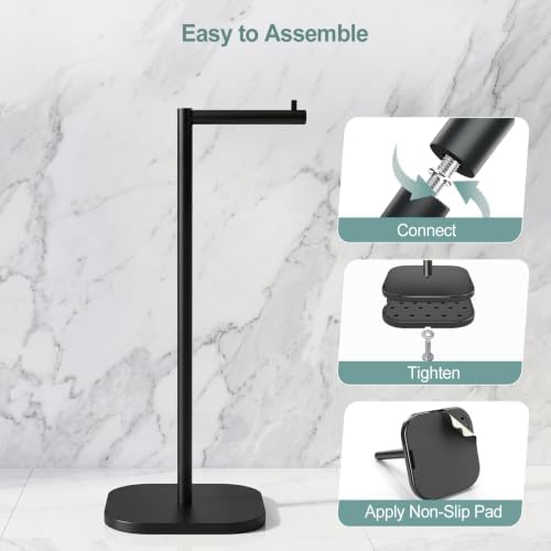 Toilet Paper Holder Stand, Freestanding, Stainless Steel, Matte Black - Image 5