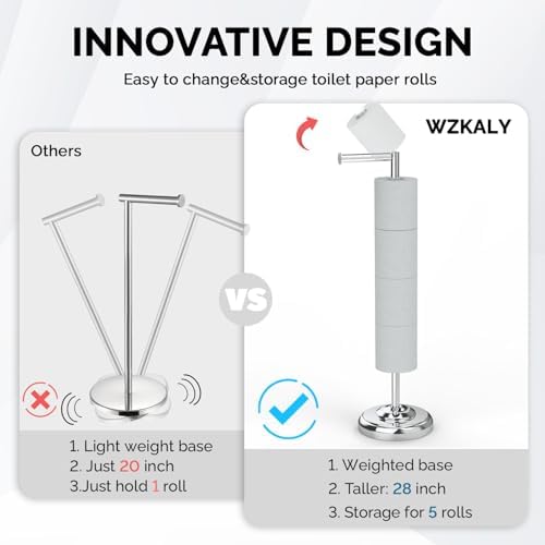 Polish Chrome Toilet Paper Holder Stand with Storage, 4 Extra Rolls - Image 3