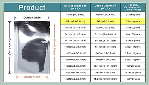 PABCK 500 Pack Silver Foil Pouch Open Top Heat Seal Mylar Bags 2.4x3.5 inch - Image 3