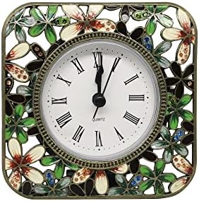 Decorative Mini Table Clock, Vintage Metal Silent Analog Quartz Battery Operated Table Top Clock for Living Room Decor Shelf by Pewery