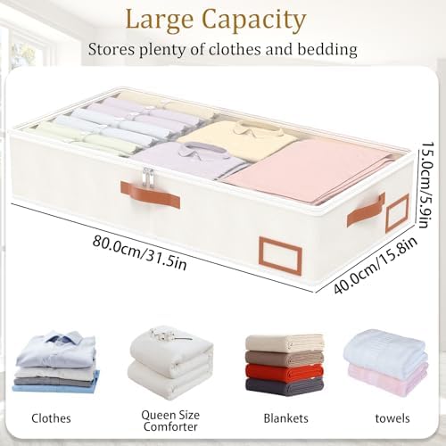 Yawinhe 48L Under Bed Storage Containers,2 Pack Blanket Bags,Beige - Image 4