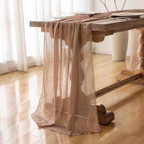 Nude Cheesecloth Table Runner 120 Inches Fall Party Boho Home Decorations - Image 4