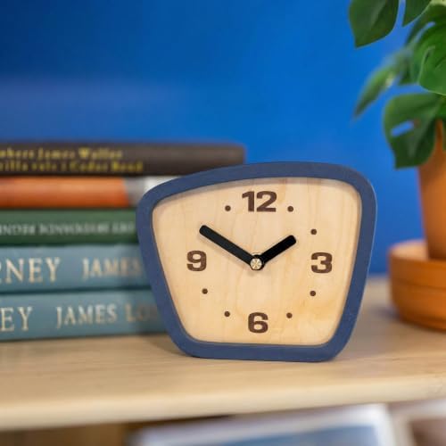 Handcrafted Mid-Century Modern Desk Clock – Silent Movement Clock for Desk, Table & Mantel, No-Ticking Analog MCM Decor | Made in USA (Navy, Classic) - Image 3