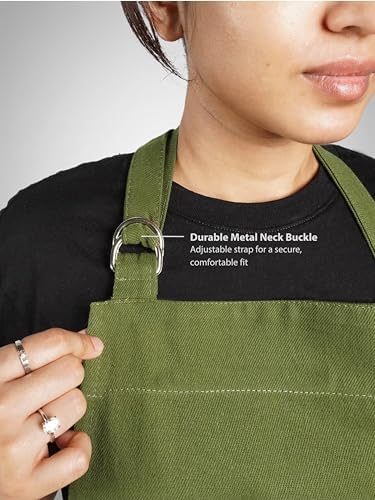 100% Cotton Kitchen Apron with 2 Pockets – Adjustable Chef Apron for Cooking Baking BBQ – Unisex Apron - Image 5