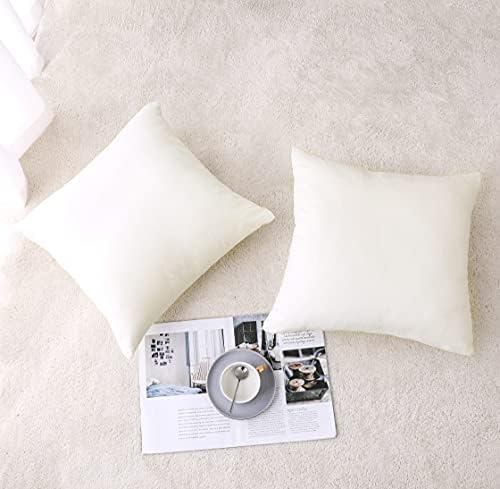 NiNi ALL Cream White Velvet Throw Pillow Covers 18x18 Pack of 2 Decorative - Image 2