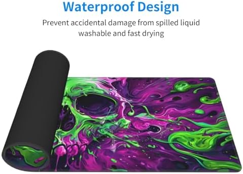 Gaming Mouse Pad Desk Pad,Extended Big Mouse Pad,31.5x11.8 Inch Long Computer Keyboard Mouse Mat Mousepad with 3mm Non-Slip Base and Stitched Edge for Gaming and Office… (Watercolor Skull 2) - Image 4