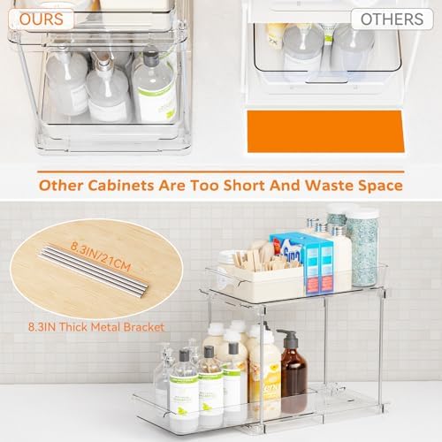 Yieach 2 Pack 10.6″ High Pull Out Medicine Cabinet Organizer for Vitamin,Pill Bottle and Supplement,2 Tier Slide out Under the Sink Organizer,Bathroom Vanity Storage and Cupboard Undersink Organizers - Image 5