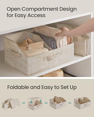 SONGMICS Storage Baskets, Set of 6, Foldable Closet Organizer for Shelves - Image 4