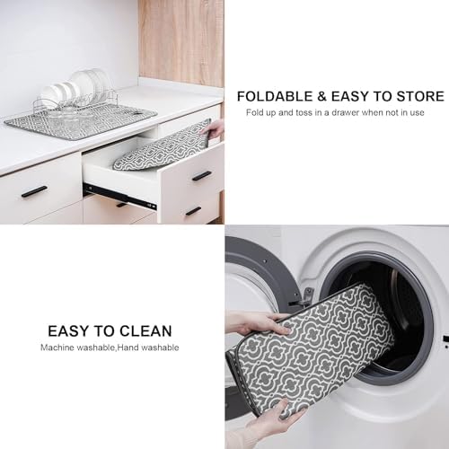 Dish Drying Mat for Kitchen Counter,Machine Washable Matt(Grey) - Image 6