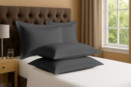 2 Pack Pillow Shams King Size 20x40 – 600 Thread Count 100% Organic Cotton Grey Pillow Covers with 2 Inch Decorative Flange, Soft & Smooth Premium Hotel-Quality Pillowcases Set of 2 - Image 7