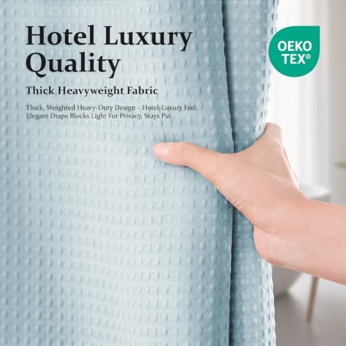 Dynamene Long Waffle Shower Curtain 256 GSM Heavy Fabric 72x78 Fog Blue - Image 6