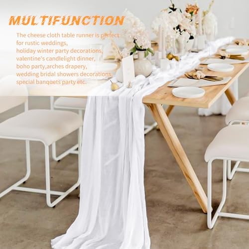 10 Pack White Cheesecloth Table Runner 17x108 Inch Boho Gauze Cheese Cloth Table Runners for Wedding Party Baby Shower Birthday Home Decor - Image 7