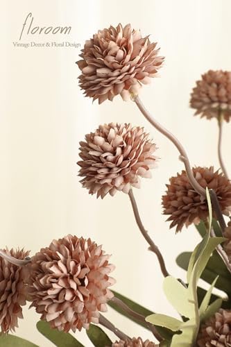 Floroom 6pcs Light Taupe Faux Silk Mums Artificial Flowers, Bulk Fake Small Mini Chrysanthemums with Stems for DIY Wedding Centerpieces Floral Arrangements Vase Fillers Home Decorations - Image 4