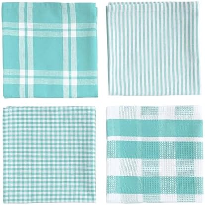 LANE LINEN 100% Cotton Kitchen Dish Cloths, Ultra Soft Absorbent Quick Drying Dish Towels, Multiweave Wash Cloths Dish Towel Sets, 12x12 Inches, 12 Pack - Aqua - Image 3