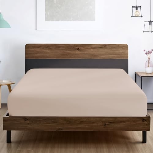 FreshCulture King Fitted Sheet Only - Hotel Quality Ultra Soft & Breathable Brushed Microfiber Fitted Sheet with 21 Inch Deep Pockets - Fits King Size Bed (Khaki) - Image 5