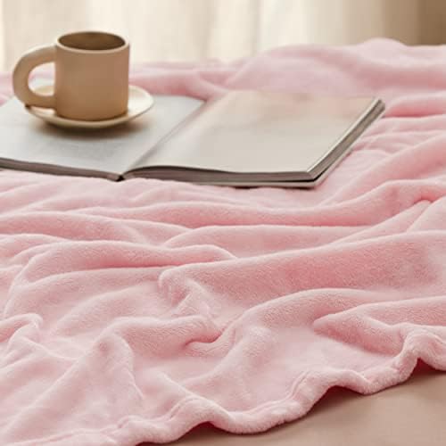 Bedsure GentleSoft Fleece Blanket Twin Size Pink - 300GSM Lightweight Plush Fuzzy Cozy Soft Valentines Blanket for Bed, Sofa, Couch, Travel, Camping, 60x80 inches - Image 4