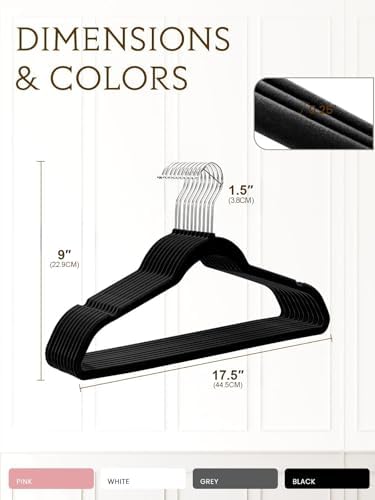 Black Velvet Hangers 70 Pack, Non Slip Felt Slim Hangers for Space Saving - Image 6