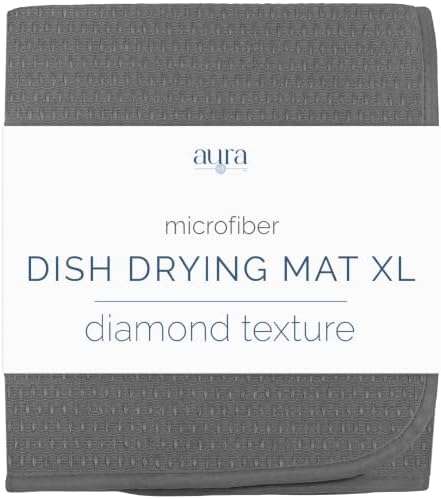 S&T INC. Dish Drying Mat, 18" x 24", XL, Diamond Texture, Charcoal Grey by STINC
