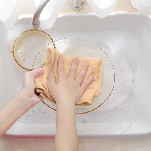 Homaxy 100% Cotton Waffle Weave Kitchen Dish Cloths 12-Pack, Apricot - Image 4