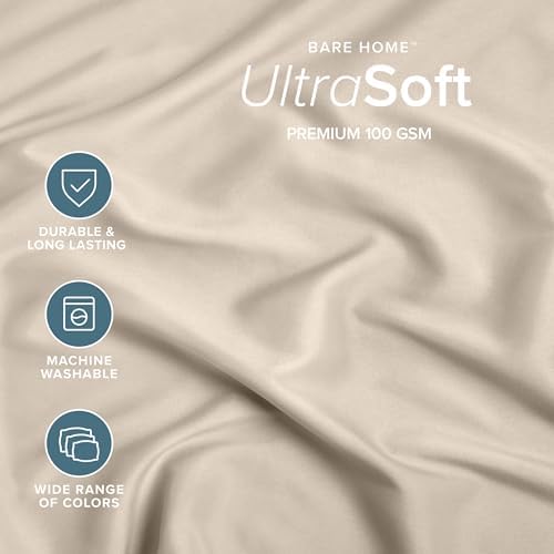 Bare Home SHFK Fitted Sheet - 1800 Ultra-Soft (Split Head Flex King, Sand) - Image 3