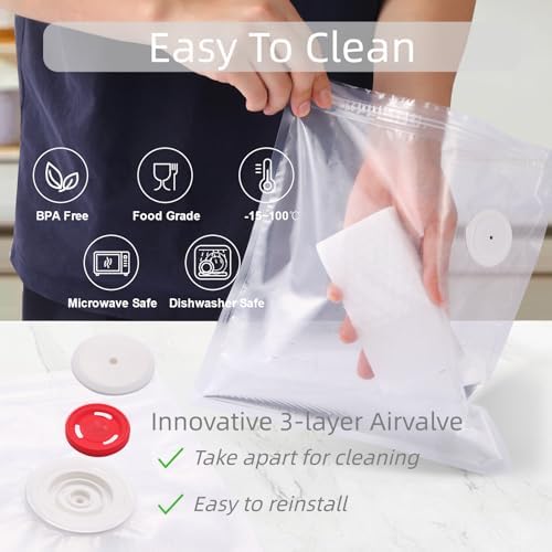 30p 11.8"X13.4" Upgraded Reusable Vacuum Seal Bags For Food + 2 Clips, BPA Free, 5X Longer Fresh, for Sous Vide, Freezer, Microwave, Odor-Resistant, Leak-Proof - Image 5