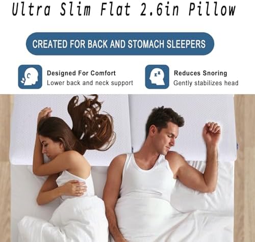 SUQ I OME Slim Sleeper - Cooling Gel Thin Flat Memory Foam Pillow for Bed Sleeping,Low Profile, Ultra Thin Flat Pillow for Stomach Sleepers23 x 15.7 x 2.7inches - Image 4