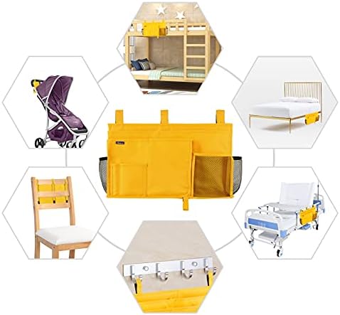 Surblue Caddy Hanging Organizer Bedside Storage Bag for Bunk and Hospital Beds, Yellow, L - Image 6