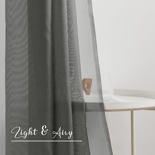 NICETOWN Bed Canopy Scarf Curtains Sheer Textured - Multifunctional Window Topper Scarf Home Decor Voile Valance for Party/Carnival (Sold Individually, W60 x L216, Dark Gray) - Image 5