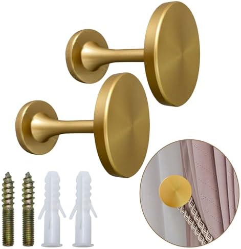 Curtain Tiebacks 2 Pack Curtain Holdbacks Zinc Alloy Curtain Tiebacks Wall Mounted with Screws, Decorative Curtain Holders for Drapes Stylish Gold Curtain Tieback Hooks for Home Office by Shonmogar