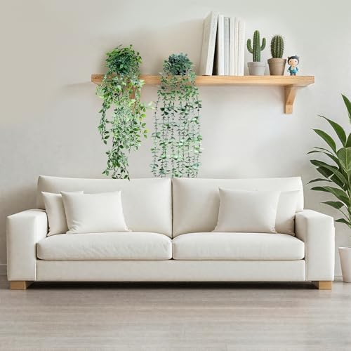 Artificial Hanging Plants for Shelf, 3-Pack Fake Potted Greenery Faux Mandala Monstera and Eucalyptus Vines in Black Pot, Décor for Office Living Room Bathroom Indoor Outdoor - Image 2