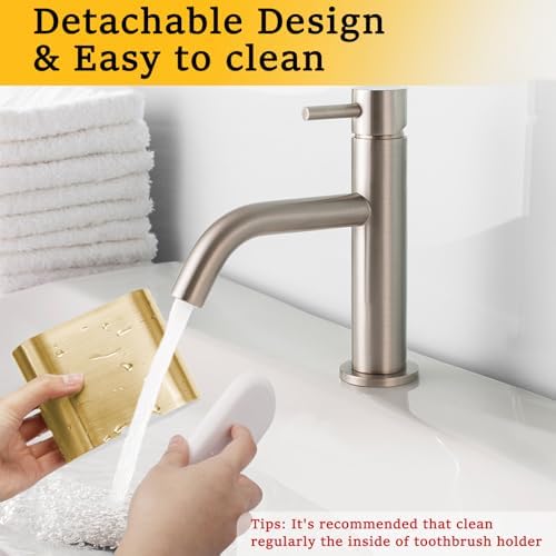 Toothbrush Holders Toothpaste Organizer for Bathrooms, Gold, Small - Image 3