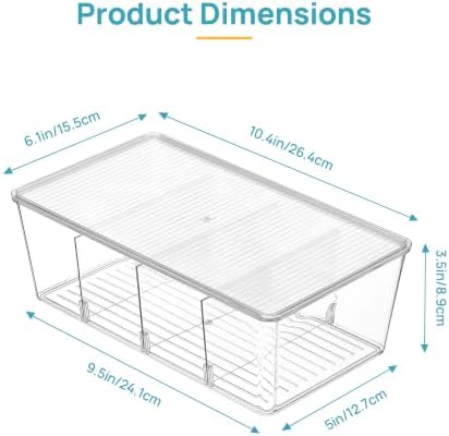 Vtopmart 4 Pack Pantry Organizer Bins with Lids, Removable Dividers - Image 2