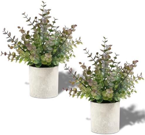 Coferset 2 Pack Small Fake Plants Eucalyptus Potted,Purple by Coferset
