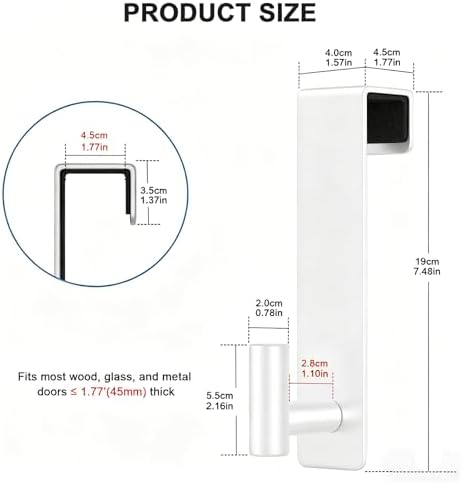 HUFEEOH 2-Pack Over The Door Hooks, Stainless Steel Door Hanger for Towels & Coats, Bathroom Towel Rack Coat Rack, Tool-Free Hooks for Hanging (White, Fits 1-3/4" Thick Door -T Shape 2 Pack) - Image 2