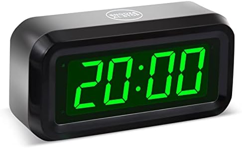 Digital Alarm Clock Battery Operated with LED Display for Bedrooms, Long Battery Life for 12 Months, 3 Brightness Adjustable, 12/24 Hour, Snooze, Black Case with Green Digits by Timegyro