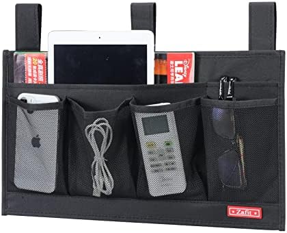 Zafit Hanging Bedside Caddy, Bedside Storage Organizer for Magazine, Phone, Remote control (6 Pockets-Black) by ZAFIT