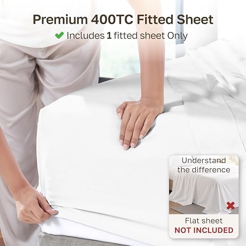 California Design Den Soft 100% Cotton Sateen Twin XL Fitted Sheets, White - Image 2