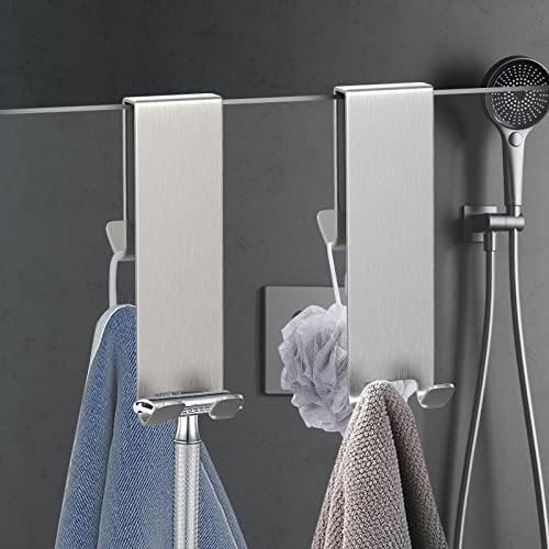 Shower Door Hook, Extended Length Double-Sided Hook for Frameless Shower Doors (7 Inch), Heavy-Duty Stainless Steel Hook for Bathrobes and Towels, No Drilling or Adhesive Required, 2-Pack, Silver - Image 2