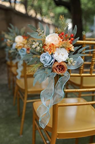 rongflower Artificial Flowers Combo Fake Silk Flowers Fall Bouquets for DIY Wedding Bouquets Centerpieces Party Baby Shower Home Decorations (Blue White) - Image 6