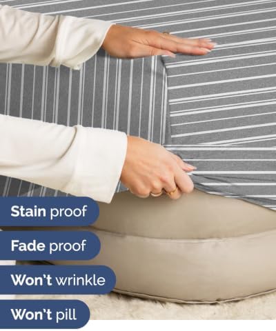 CGK Linens 2 Pack Extra Deep Twin Fitted Sheets - Grey Stripes - Image 5