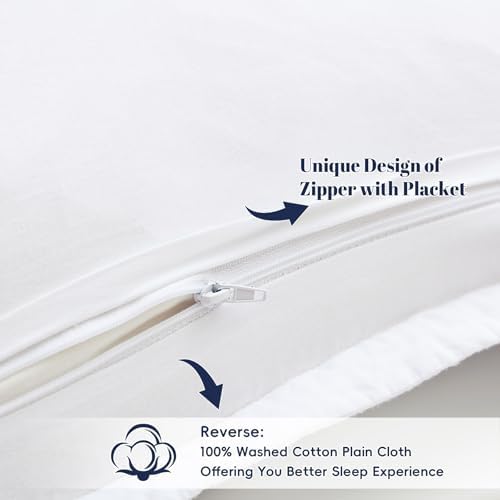 PHF Cotton Ruffle Waffle Weave Euro Sham Covers 26"x26", White, No Insert - Image 4
