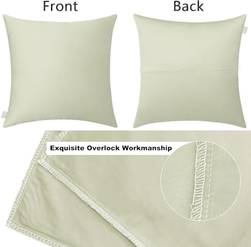 Thmyo 4-Pack 100% Cotton Solid Decorative Throw Pillow Case 22x22inch Beige - Image 5