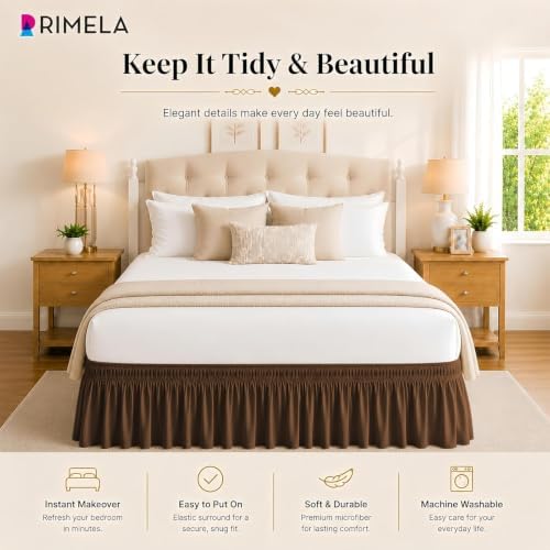 Brown Bed Skirt Queen Size 18 Inch Drop, Elastic Wrap Around Bedskirt - Image 6