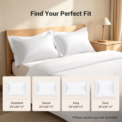 NTBAY Euro Egyptian Cotton Sateen Pillow Shams, Set of 2, White - Image 6
