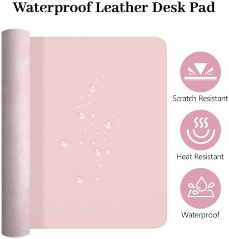 Pink Leather Desk Pad and Keyboard Wrist Rest, 31.5"x15.7" - Image 4
