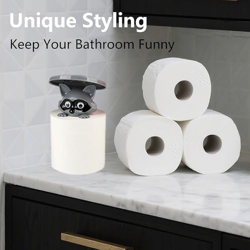 Raccoon Toilet Paper Holder ，Funny Toilet Paper Holder Stand Bathroom Decoration，Unique Animal Paper Holder，Sheep Toilet Roll Holder(Grey) - Image 2