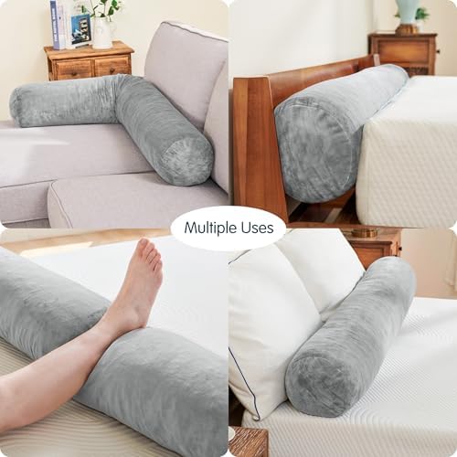 SyMax 7.8"x60" Body Pillow for Queen Bed, Long Round Body Pillow for Adults, Bolster w/Removable Polyester Cover, Headboard Gap Filler Pillow, Light Grey - Image 5