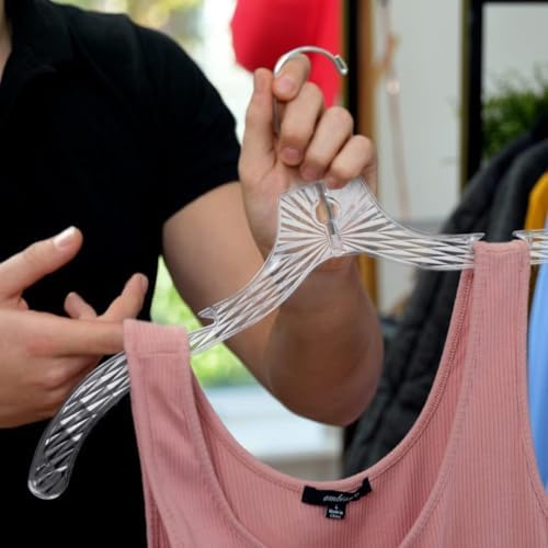 DEILSY™ Clothes Hangers 25 Pack Space-Saving Crystal Clear Plastic Hangers - Image 6