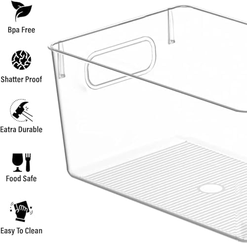 Clear Plastic Storage Bins, Pantry Organizers and Storage Containers Fridge Organizer Bins for Organizing Kitchen Cabinet Organizer Bin Bathroom Freezer Refrigerator Organization - Image 6