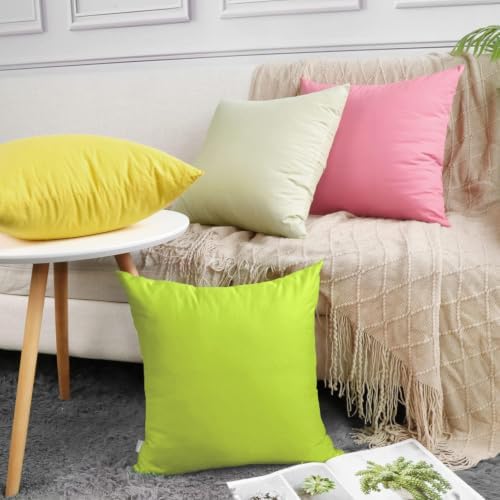 Thmyo 4-Pack 100% Cotton Comfortable Solid Decorative Throw Pillow Case, Square Cushion Cover Pillowcase Sublimation Blank Pillow Covers DIY Throw Pillowcase for Sofa(18x18inch/45x45cm,Light Green) - Image 3